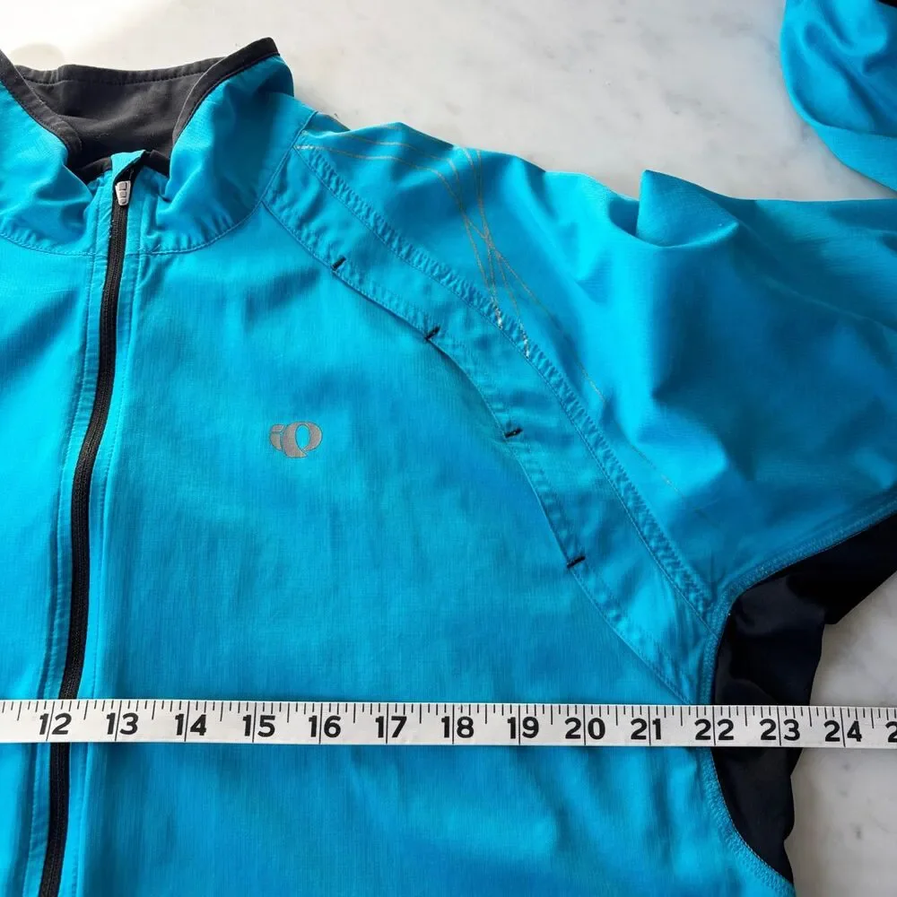 Pearl Izumi Cycling Windbreaker Mens L Blue Black Full Zip Jacket Elite Series